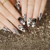 24pcs Artificial Acrylic Nail Art Fake Nails Full Coverage Removable Press on Nails Halloween Pumpkin Skull Moon False Nail Tip - Image 29