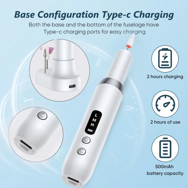 Electric Nail Polisher Drill Bits Professional Nails Grinding Polishing Dead Skin Removal Art Sanding File Pen Manicure Machine - Image 5