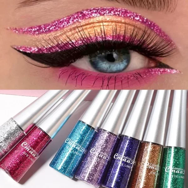 Glitter Liquid Eyeliner Pen Pearlescent Sequins Diamond Bright Shining Eyeliner Waterproof Lasting Eye Shadow Women Cosmetics - Image 2