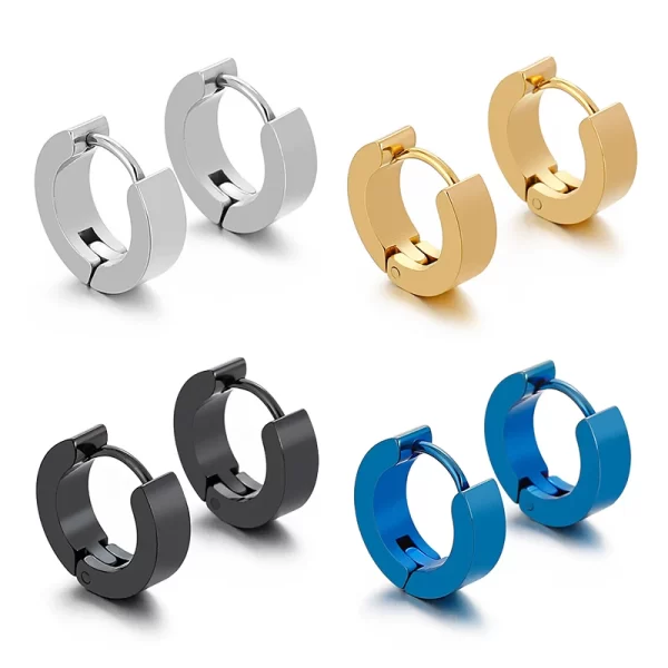 1 Pair Men Women Punk Stainless Steel Ear Circle Earring Simple Ear Buckle Gothic Fashion Jewelry Hot Selling Pop Jewelry