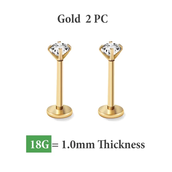 2/6PCS Stainless Steel Eearring Nose Stud Cartilage Piercing Jewelry Helix Tragus Lip Flat Back Tiny Earrings for Women 18G - Image 7
