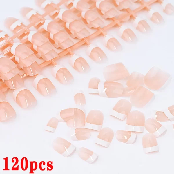24/120Pcs Nude White French Fake Nail Short Square Nail Tips Fashion Wearable False Nails Simple Full Cover Press on Nails - Image 8