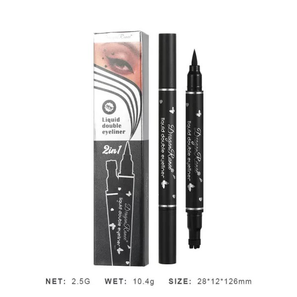 Dragon Ranee Double head Star Seal Eyeliner waterproof non-smudging novice heart plum embellished eye tail eyeliner - Image 6