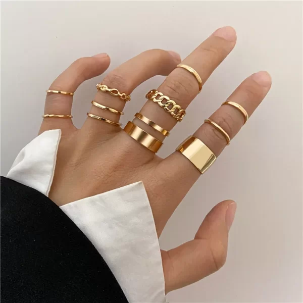 Bohemian Gold Color Cross Wide Rings Set For Women Girl Simple Chain Finger Tail Rings 2022 NEW Bijoux Jewelry Gifts Ring Female - Image 2