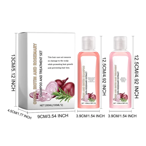 Onion Biotin Rosemary Shampoo Care Set Shampoo Conditioner For All Hair Types Hair Care Shampoo Treatment Silicone Free Shampoo - Image 6