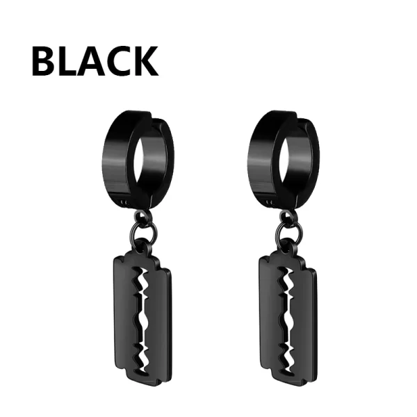 Fashion Stainless Steel Blade Earrings Vintage Razor Hollow Drop Earrings Women Men Punk Jewelry Hip Hop Street Dangle Earrings - Image 9