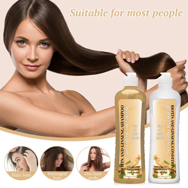 Biotin Shampoo Set Shampoo Set Promote Hair Growth Nourish  Oil Control Shampoo Moisturizing Conditioner,2*450ML - Image 3
