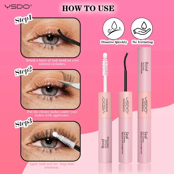 DIY Lash Extension Kit Lash Individual Lashes Clusters8-16mm With Waterproof Lash Bond And Seal Eyelash Tweezers Lash Kit - Image 5