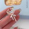 Korean Fashion Silver Color Fine Y2K Rings Simple Bowknot Retro Rings for Women Girls Aesthetic Jewelry Kpop Accessories - Image 2
