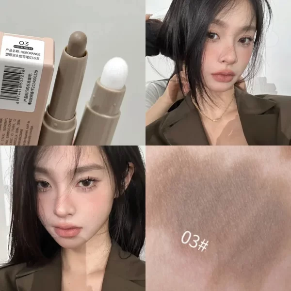 Nose Shadow Bronzers Contouring Makeup Pen Natural Grey Brown Three-dimensional Face Matte Shadow Cream Contour With Brush - Image 8