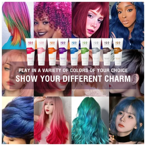 9 Colors 5 minute dyeing care Hair mask Hair Dye Non-toxic DIY Hair Color Hold for 15 days Dye  Hair mask Blue Grey Purple 100ML - Image 6