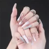 Long Ballet French Nail Art White Fake Nails Manicure Press On Nails False With Designs Artificial Wearing Reusable - Image 8