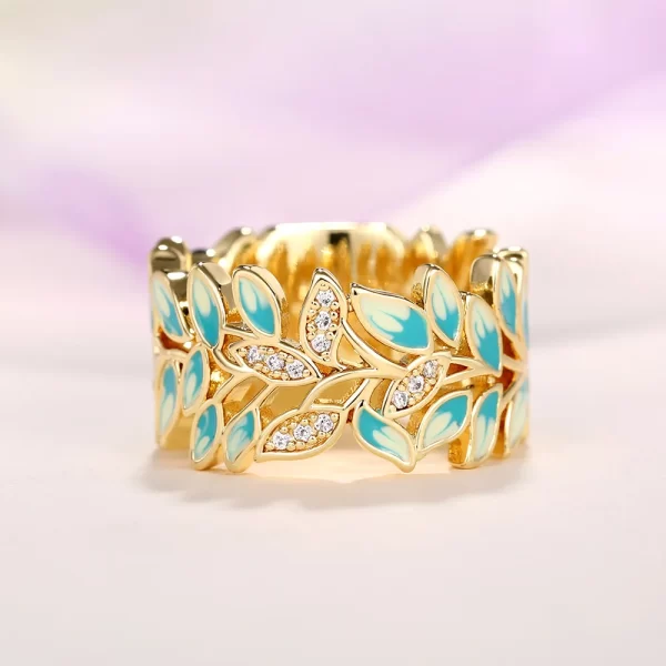 Green Leaf Enamel Handmade Oil Dropping Women's Ring Charm High Luxury Westernized  Prom Fancy Birthday Gift Fashion Jewelry - Image 10