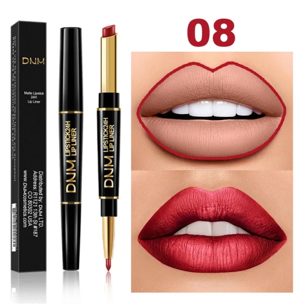 2 In 1 Matte Lipstick Pencil Double Head Lip Liner Pen Red Nude Long Lasting Waterproof Lady Charming Lip Pencil Makeup Tools - Image 9