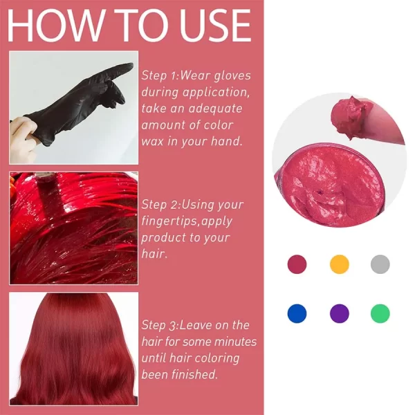 GOIPLE Unisex 120g Hair Color Wax Pomade Temporary Long Lasting Hold Hair Dye Cream Mud Disposable Molding Coloring Styling Gel - Image 6
