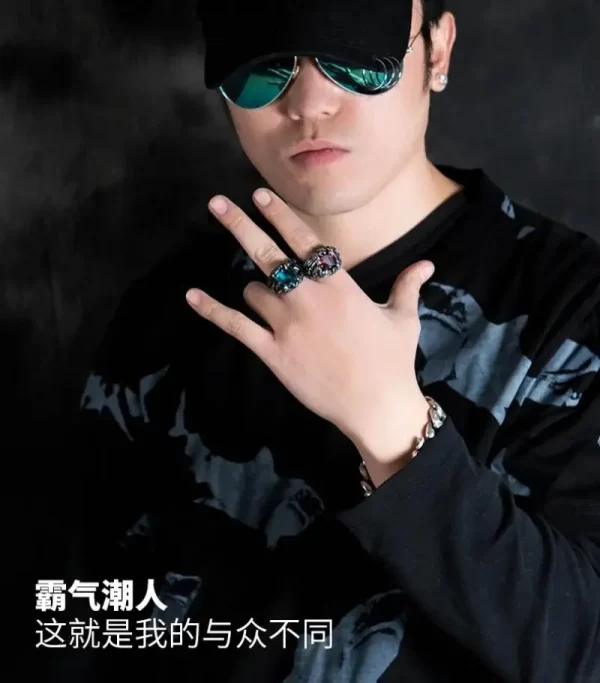 Gothic Blue and Red Crystal Evil Demon Dragon Claw Ring for Men Gram Biker Punk Rock Hip Hop Cool Jewelry Accessories - Image 5