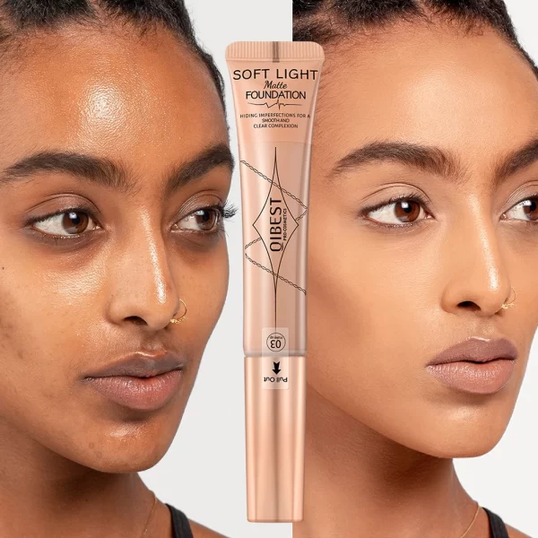 QIBEST Liquid Concealer Matte Flawless Waterproof Foundation Cream With Cushion Applicator Concealing Eye Dark Circle Cosmetics - Image 2