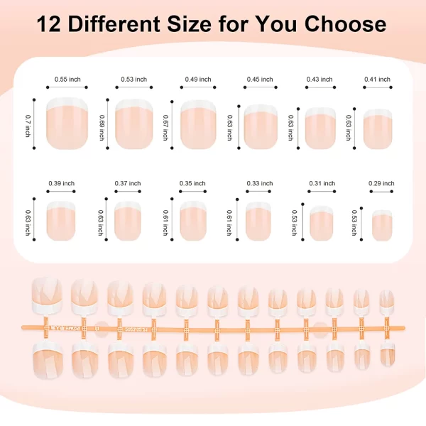 24/120Pcs Nude White French Fake Nail Short Square Nail Tips Fashion Wearable False Nails Simple Full Cover Press on Nails - Image 4