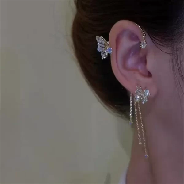 Korean Elf Butterfly Ear Cuff Without Piercing Clip Earrings for Women Elegant Sparkling Zircon Crystal Ear Clip Wedding Jewelry - Image 20