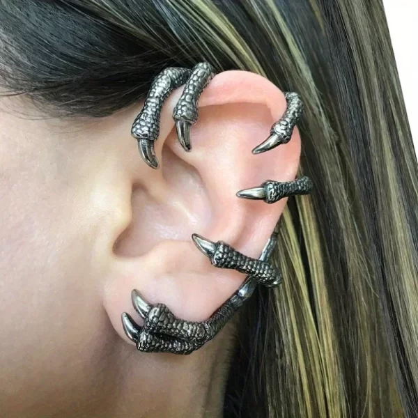 Vintage Earings for Women Fashion Black Hip Hop Zinc Alloy Geometric Dragon Claw Earrings Demon Slayer Geometric - Image 12