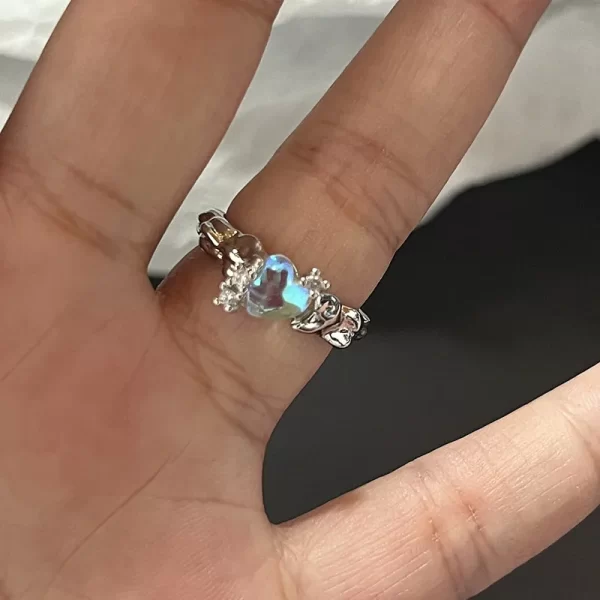 Y2K Crystal Rings Kpop Heart Adjustable Ring Irregular Geometry Punk Vintage Rings Set for Women Girls New Fashion Jewelry - Image 7