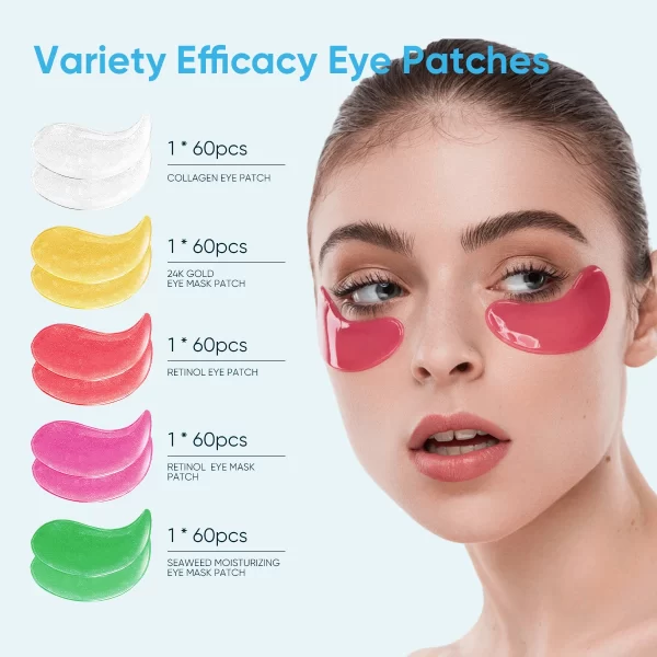 60pcs Under Eye Patches Masks for Puffy Eyes Eye Bags Collagen Hyaluronic Acid Moisturizing Eye Patches - Image 4