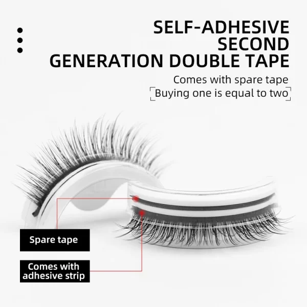 Glue free pair of false eyelashes can be re-used full eyelash tape. Naturally elongated 3 seconds Wear without glue and eyelashe - Image 5