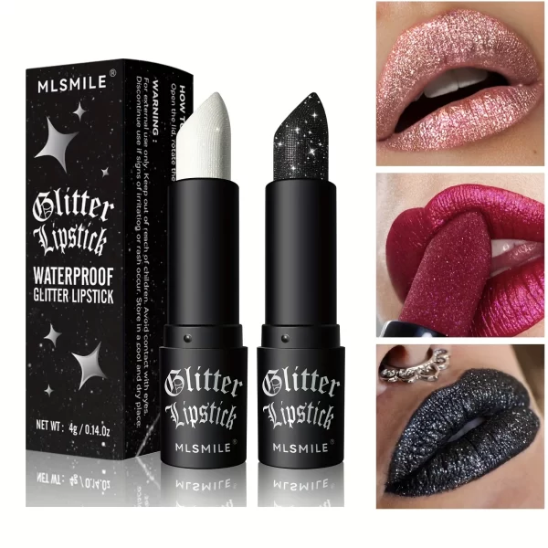 7 Colors Glitter Lipstick Hydrating Sparkling Shine Lip Color Nonstick Highly Pigmented Formula Gives Metallic Finish Lip Makeup - Image 2