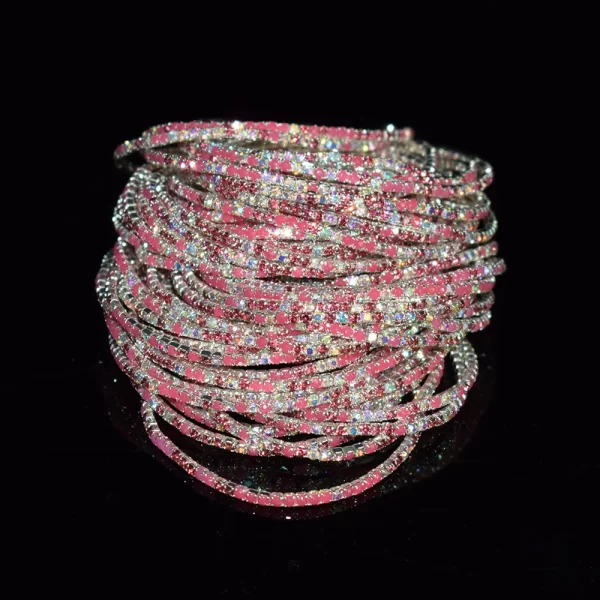 50pcs/Set Fashion Gold Multiple Colour Crystal Rhinestone Elastic Bracelet Bangle Bling Wristband Women Wedding Bridal Jewelry - Image 19