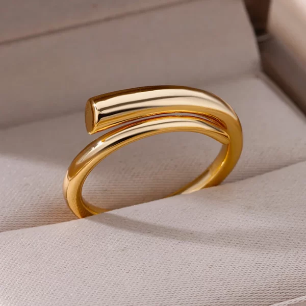Stainless Steel Rings For Women Men Gold Color Hollow Wide Open Ring Female Male Fashion Wedding Party Finger Jewelry Gift 2024 - Image 35