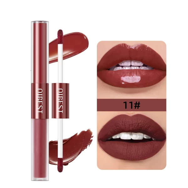 2 IN 1 Double Head Lip Gloss Matte Velvet Red Lip Tint Liquid Lipstick Mirror Gloss Lip Glaze Waterproof Lips Makeup Cosmetics - Image 8