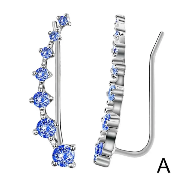 1 Pair Seven Star Crystals Leaf Shape Ear Climber Stud Earrings Alloy Ear Cuff Hook Ear Climbers For Women Girls Jewelry Gifts - Image 10