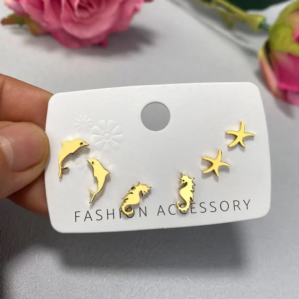 Stainless Steel Earrings Small Cute Butterfly Star Moon Heart Stud Earrings Set Punk Piercing Earing Women's Minimalist Jewelry - Image 7