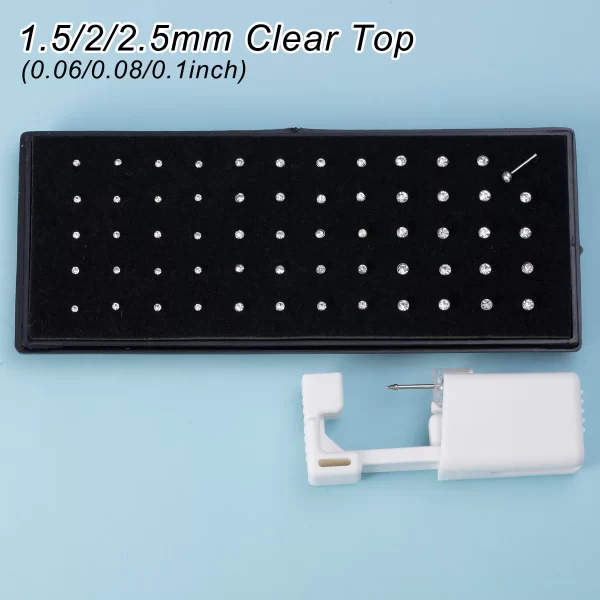 61PCS Nose Piercing Kit Including 1pc Disposable Nose Piercing Gun Machine 60pcs CZ Straight Nose Studs Body Jewelry Tool Set - Image 7