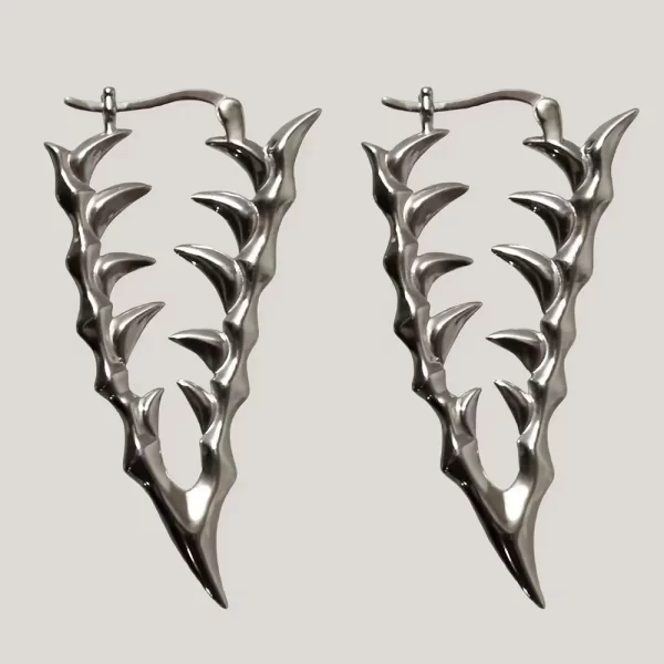 Cyberpunk Style Canine Teeth Earrings Unisex Metal Perforated Eardrop Fashion HipHop Gothic Earwear Jewelry Ear Accessories Gift - Image 4