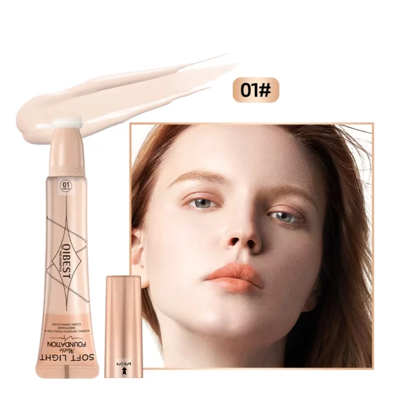QIBEST Liquid Concealer Matte Flawless Waterproof Foundation Cream With Cushion Applicator Concealing Eye Dark Circle Cosmetics - Image 8