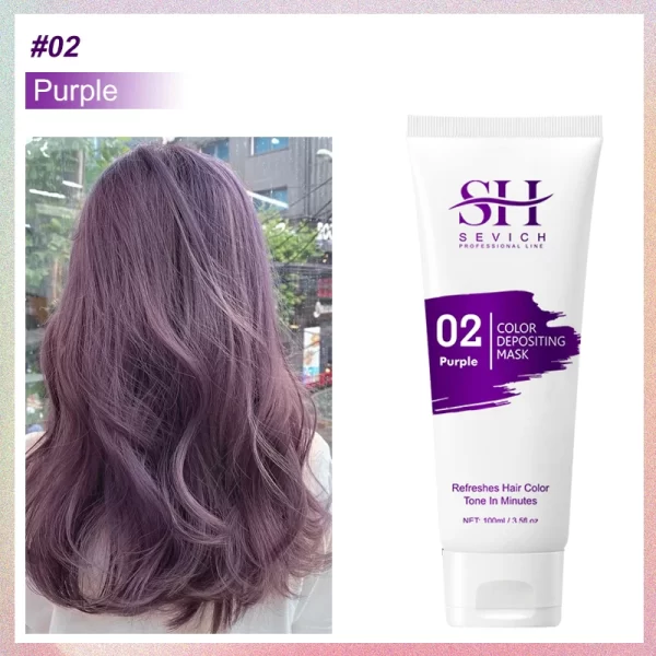 9 Colors 5 minute dyeing care Hair mask Hair Dye Non-toxic DIY Hair Color Hold for 15 days Dye  Hair mask Blue Grey Purple 100ML - Image 14