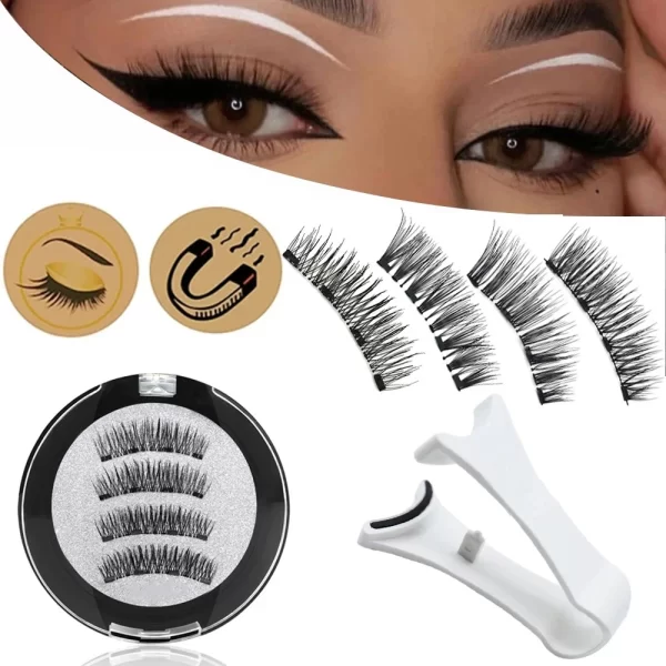 4pcs Magnetic Eyelashes Natural Long With Applicator Reusable Lashes Extension Women Beauty Thick Long 3D False Magnetic Lashes - Image 2