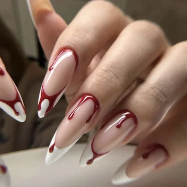Wine Red Fake Nail Tips Long Pointed Head Glossy Press on Nails Wearable Full Cover INS Gradient Color False Nail Tips 24pcs - Image 9