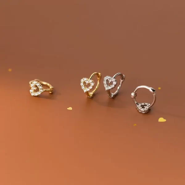 Trendy Cute Sweet Hollow Heart Cz Zircon Hoop Earring Women Classic Shiny Stud Earrings Fashion Small Ear Buckle Female Jewelry - Image 4