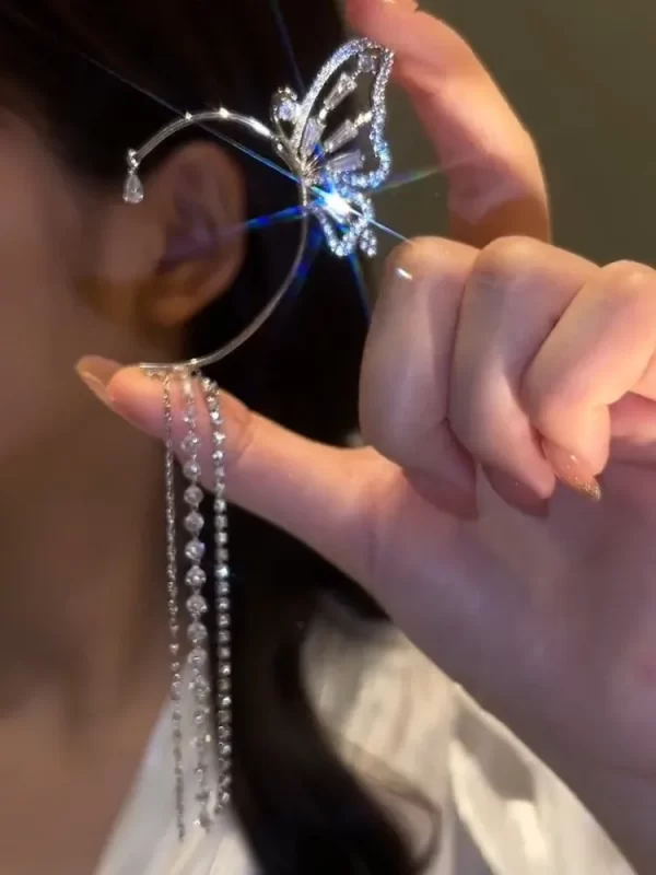 Korean Elf Butterfly Ear Cuff Without Piercing Clip Earrings for Women Elegant Sparkling Zircon Crystal Ear Clip Wedding Jewelry - Image 12