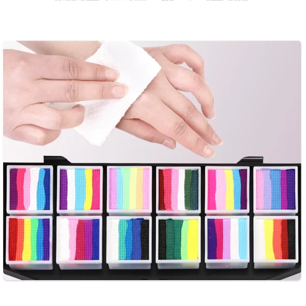 12 Colours Water-Soluble Rainbow Palette Children's Face Body Paint, Halloween Stage Makeup Body Paint Pigments Face Makeup - Image 6