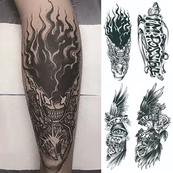 Semi Permanent Juice Ink Lasitng Temporary Tattoo Sticker Arm Sleeve Wings Text Eye Rose Waterproof Tattoos Fake Keep 7-15 Days - Image 3