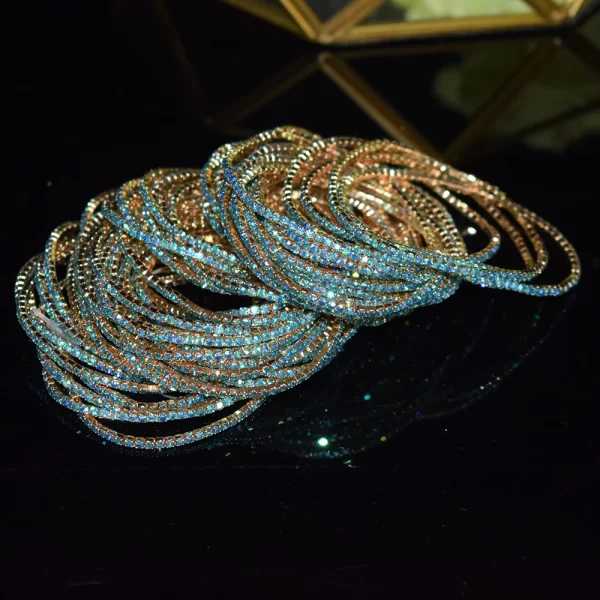 50pcs/Set Fashion Gold Multiple Colour Crystal Rhinestone Elastic Bracelet Bangle Bling Wristband Women Wedding Bridal Jewelry - Image 23