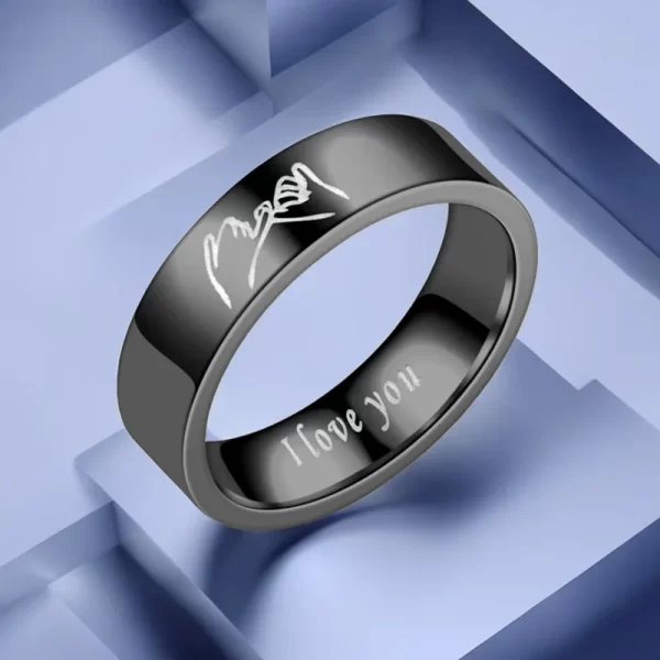 Fashion Titanium Steel Couple Rings With Letters I LOVE YOU Inside Jewelry Gifts For Love Couples Black And White Two Styles - Image 4
