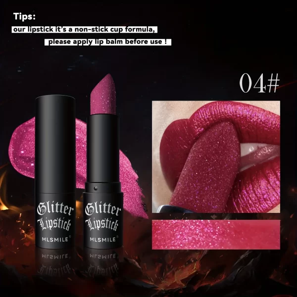 7 Colors Glitter Lipstick Hydrating Sparkling Shine Lip Color Nonstick Highly Pigmented Formula Gives Metallic Finish Lip Makeup - Image 8
