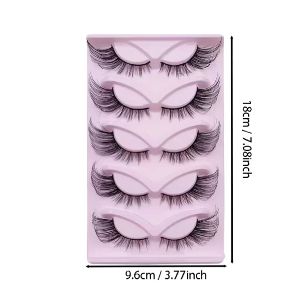 5 Pairs Fox Eye Lashes 24mm Wispy Faux Mink Lashes Fluffy Cat Eye Lashes Extensions False Eyelashes - Image 6