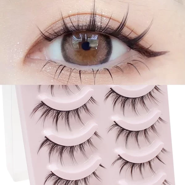 DINGSEN Fake Eyelash Anime Lashes 5 Pairs Little Devil Eyelashes Natural Daily Makeup Manga Eyelashes Clear Band Eyelashes - Image 2