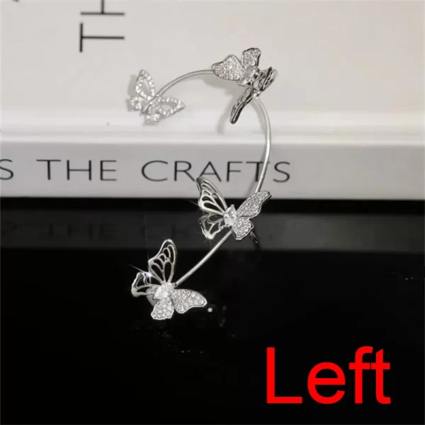 Design Hollow Butterfly Earrings Fashion Exquisite Single Ear Hook Women Girls Metal Rhinestones Ear Cuff Crystal Jewelry Gift - Image 15