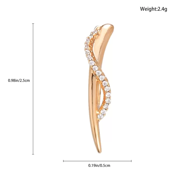 Gold Color Geometry Simple Stud Earrring Quality Copper S-shaped Design Small Natural Zircon Clip Earring Russia Trendy Jewelry - Image 4